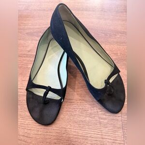 Prada Elegant Black Women's open toe suede Flats